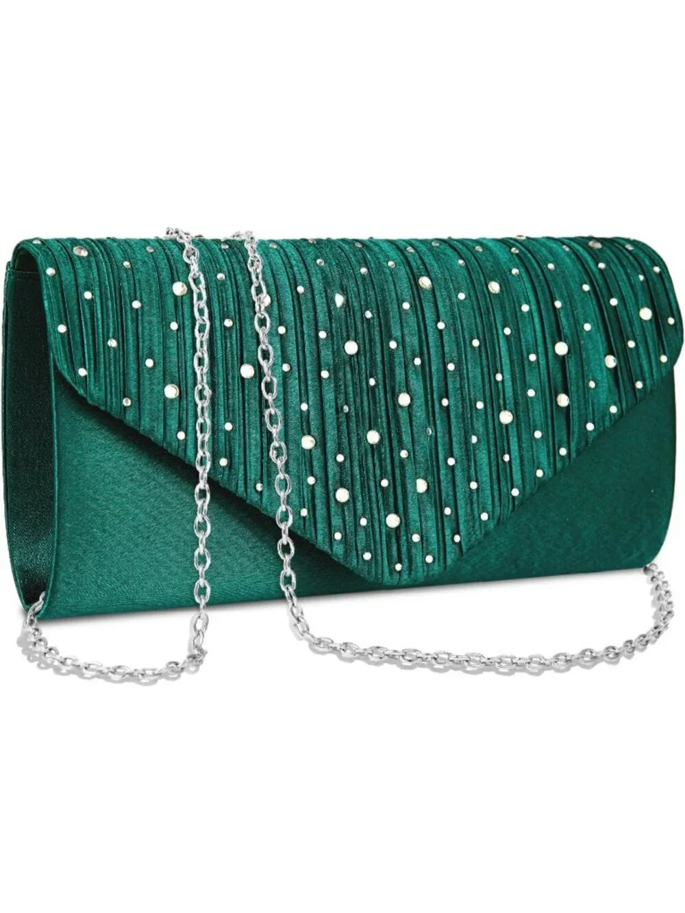 Women's Green Rhinestone Clutch Purse For Evening Bag Wedding Handbags